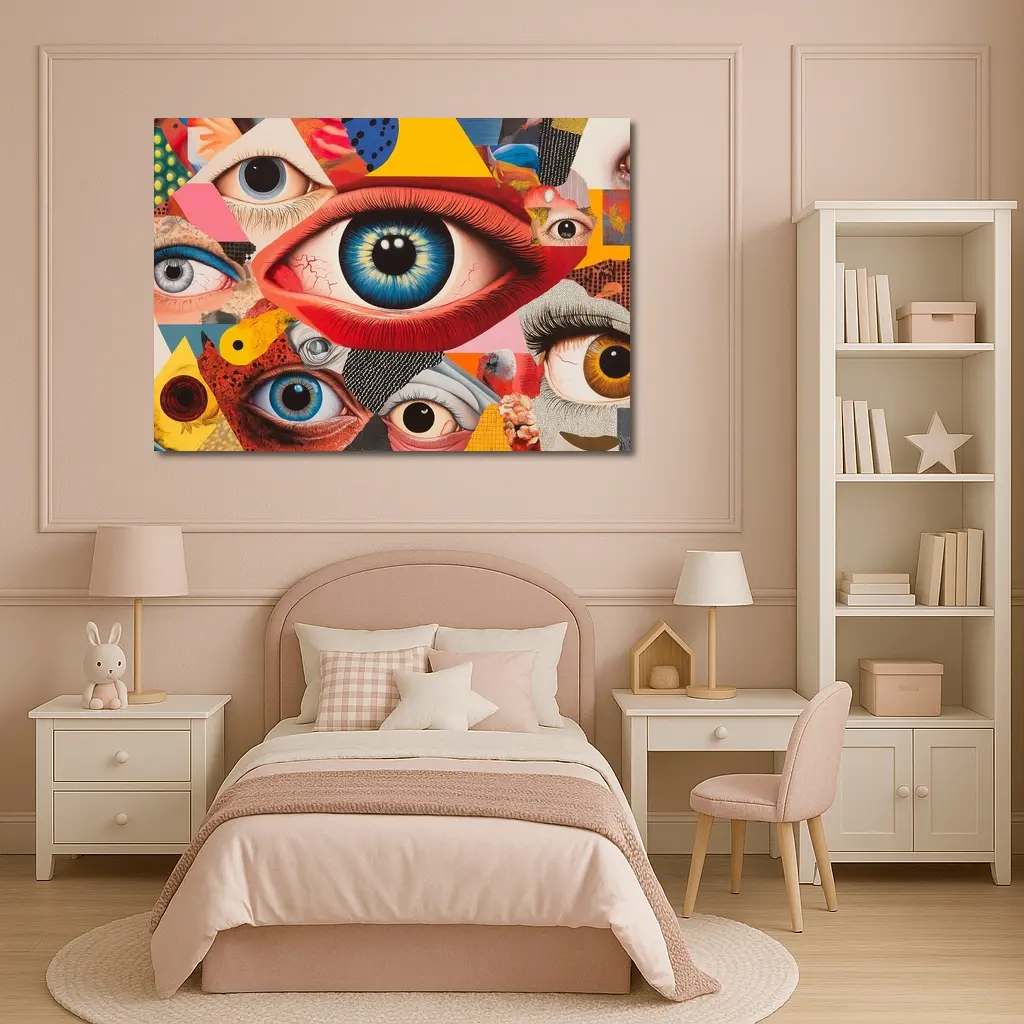 Pop Art Collage Many Eyes Abstract – Wall Art