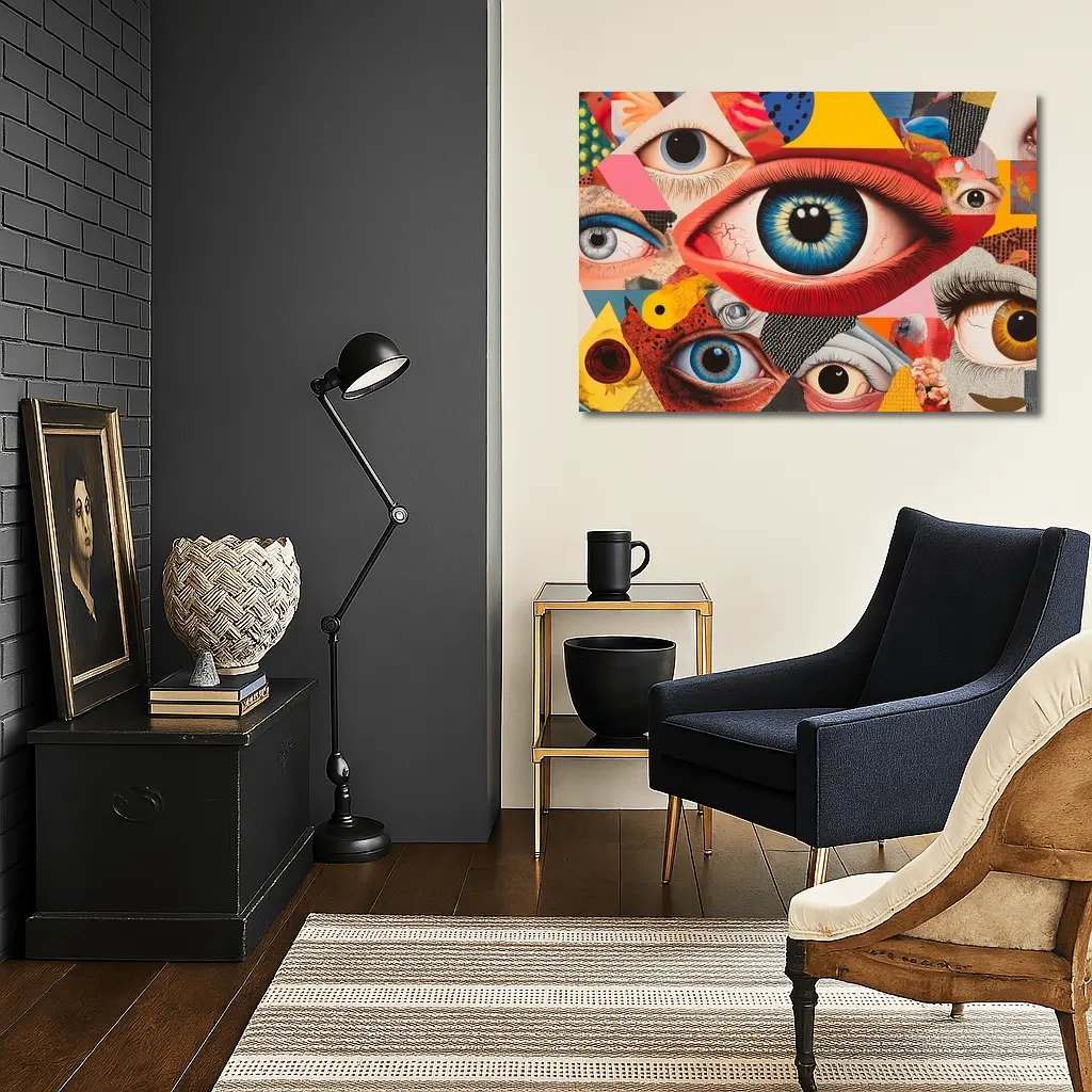 Pop Art Collage Many Eyes Abstract – Wall Art