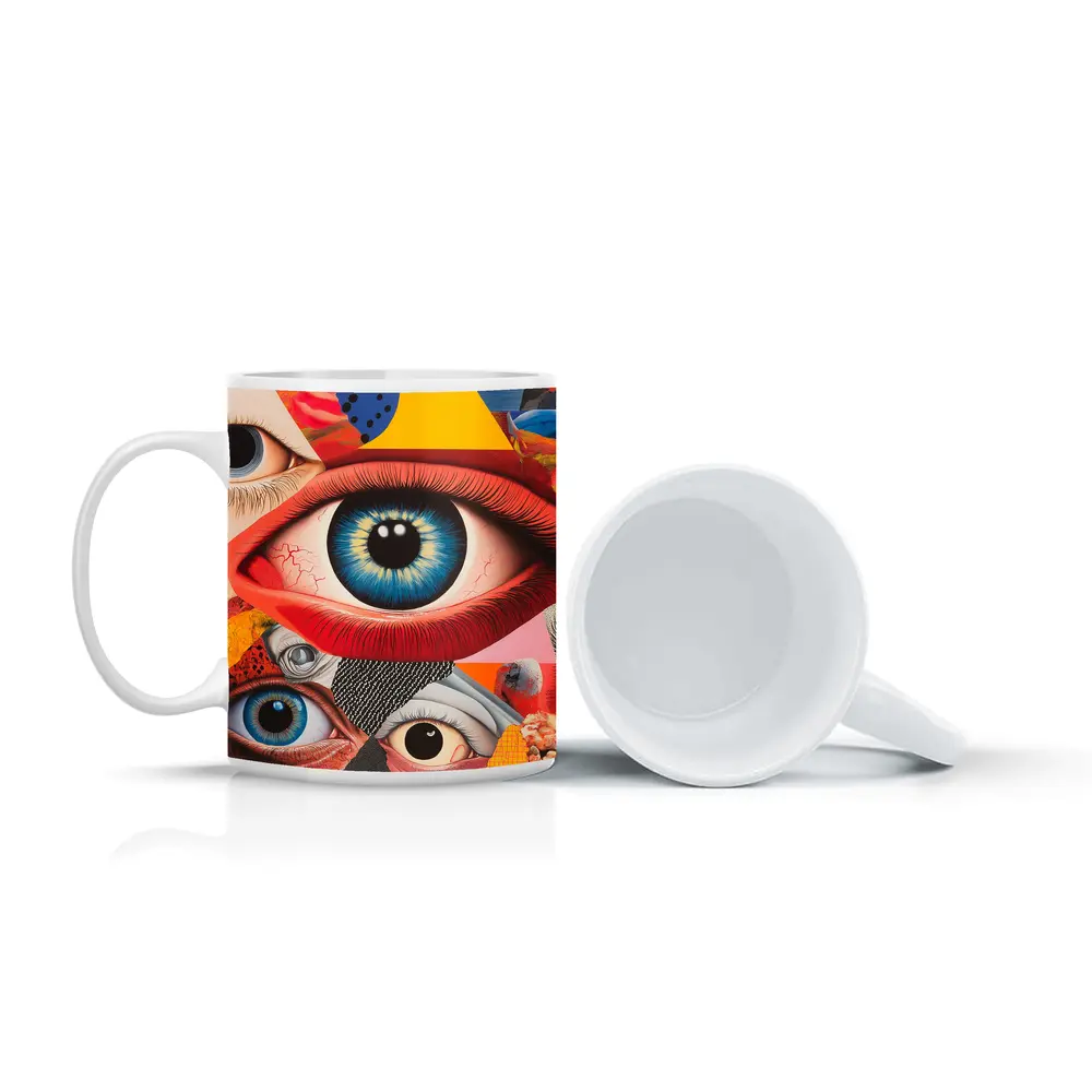 Pop Art Collage Many Eyes Abstract – Mugs