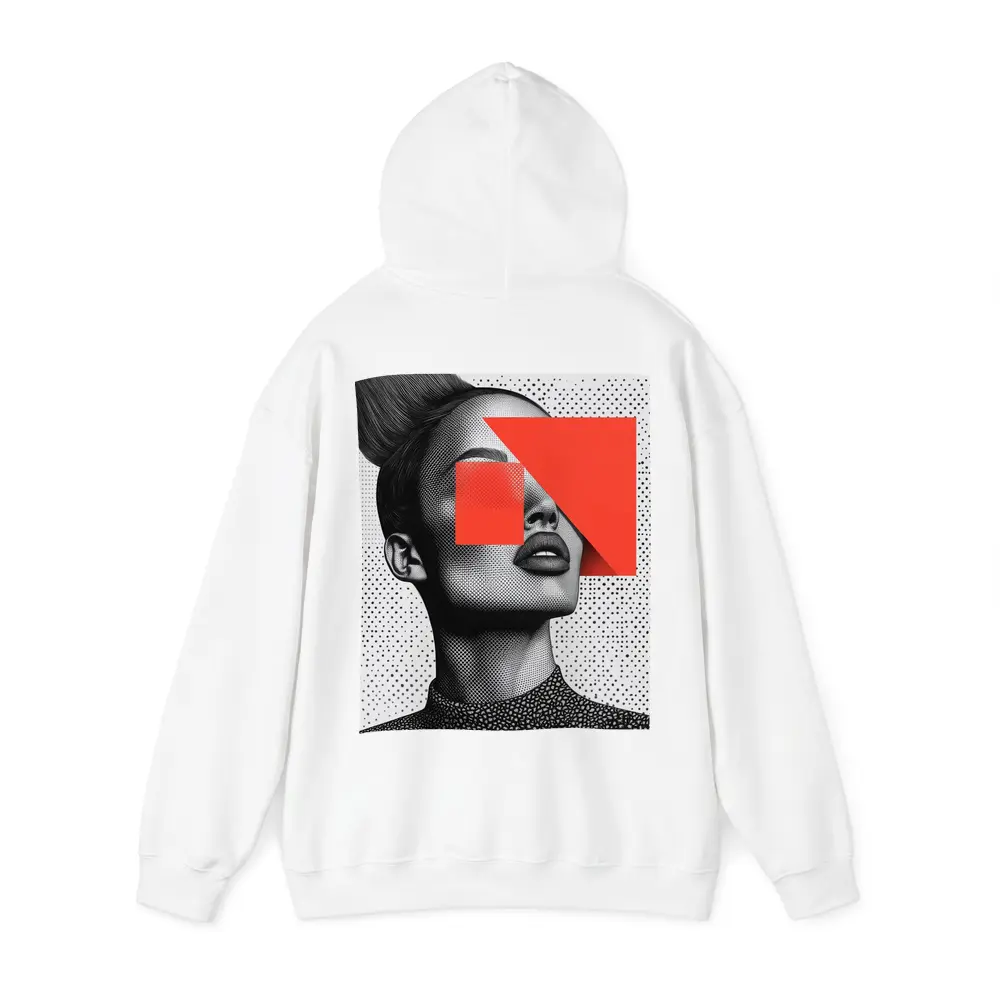 Black White Woman Portrait Red Geometric Collage – Hoodies