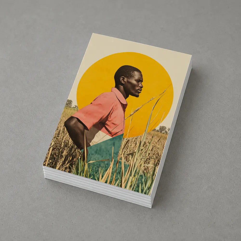 Young Man Standing in Golden Wheat Field – Postcards