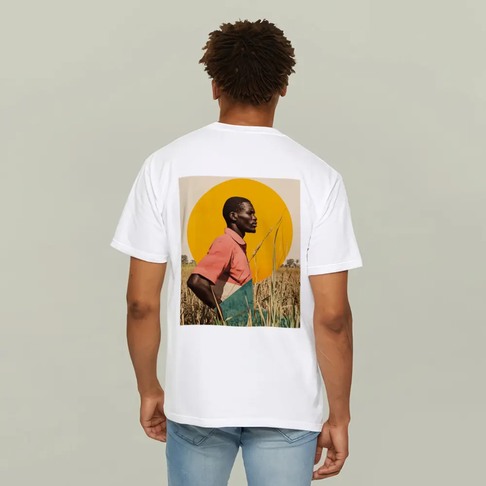 Young Man Standing in Golden Wheat Field – T-Shirts