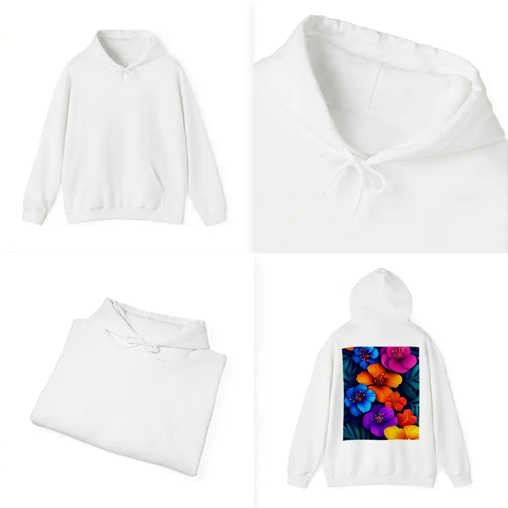 Colorful Tropical Hibiscus Flowers Dark Leaves – Hoodies