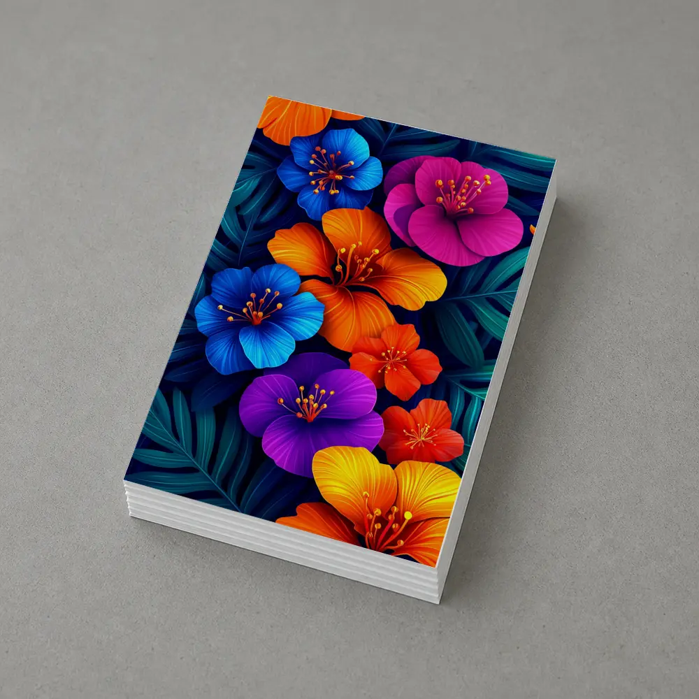 Colorful Tropical Hibiscus Flowers Dark Leaves – Postcards