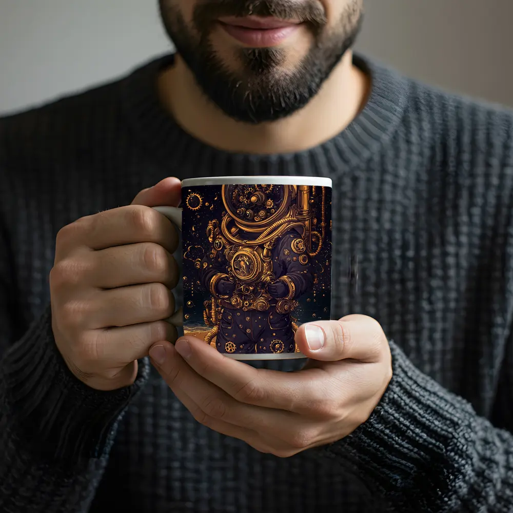 Steampunk Astronaut Standing On Alien Desert – Mugs