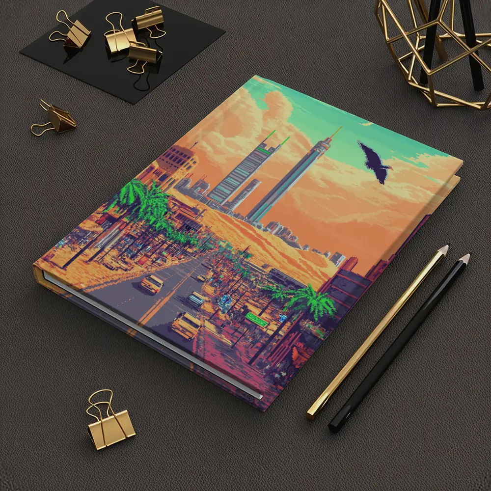 Pixel Art Desert City Street Scene – Notebooks
