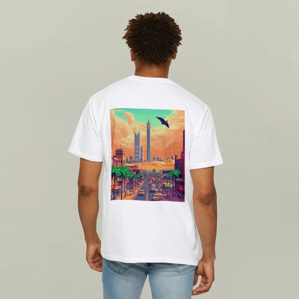 Pixel Art Desert City Street Scene – T-Shirts