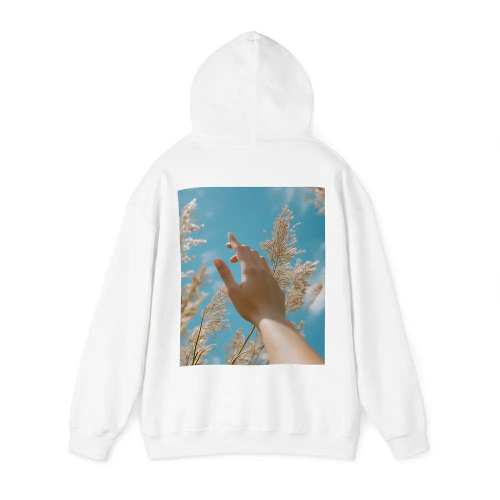 Hand Reaching Through Golden Wheat Blue Sky – Hoodies