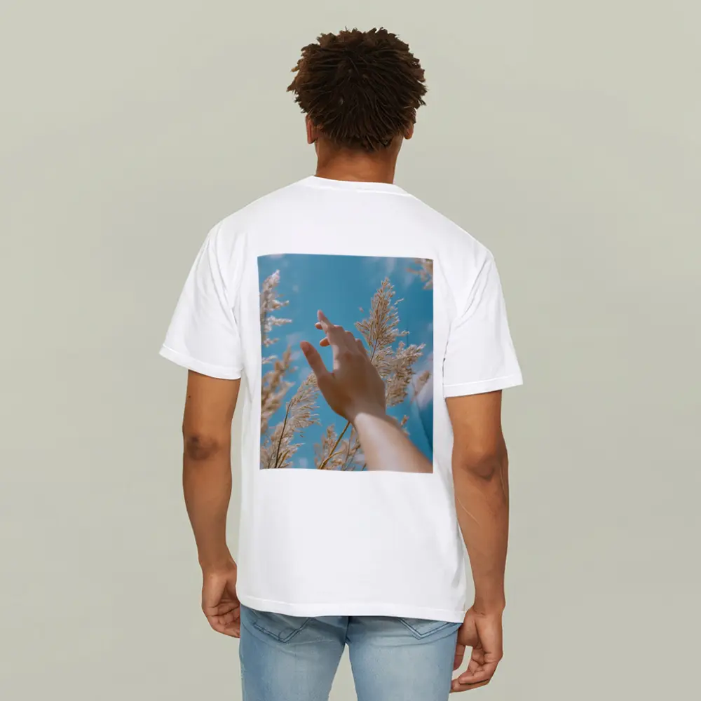 Hand Reaching Through Golden Wheat Blue Sky – T-Shirts