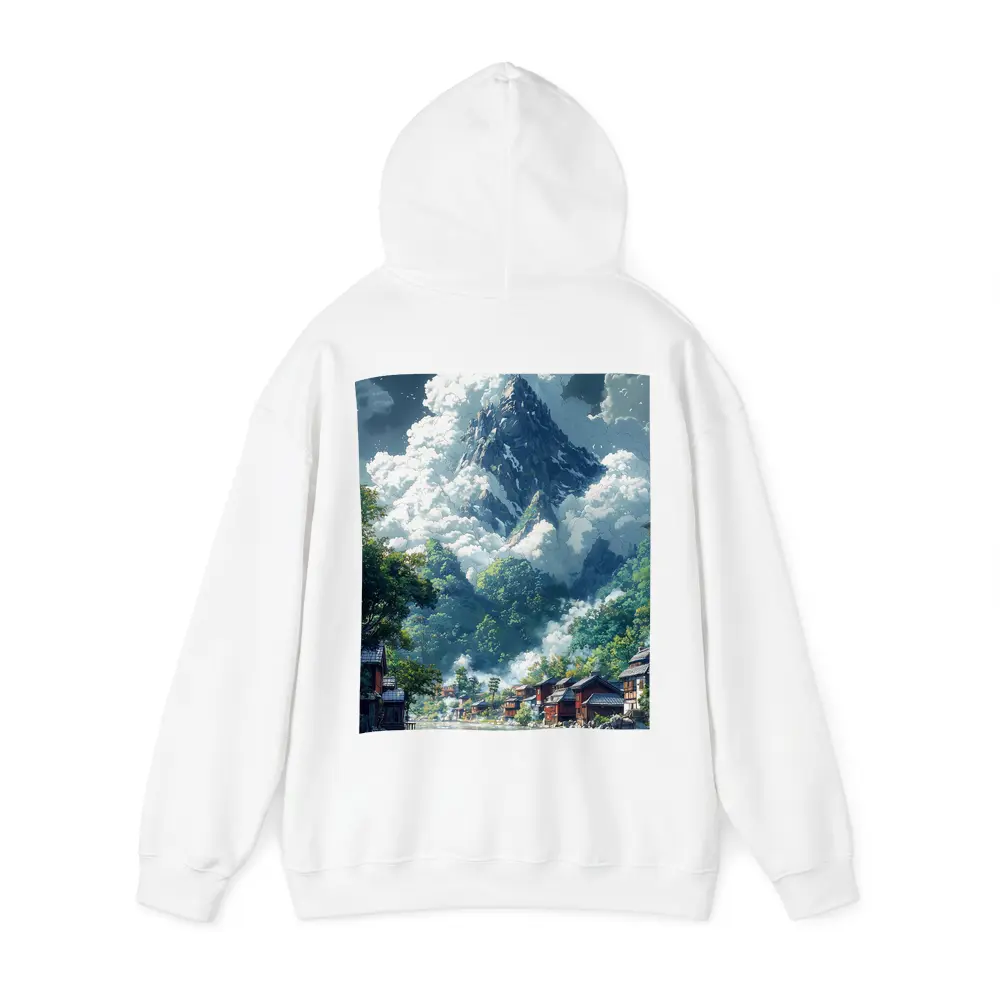 Anime Mountain Village River Misty Landscape – Hoodies