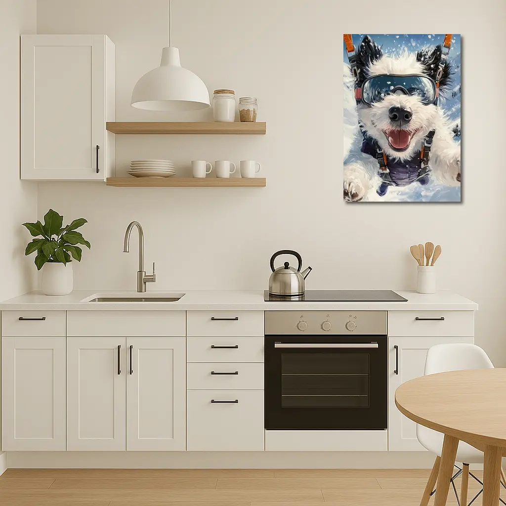 Happy Dog Skydiving Snow Mountain Adventure – Wall Art