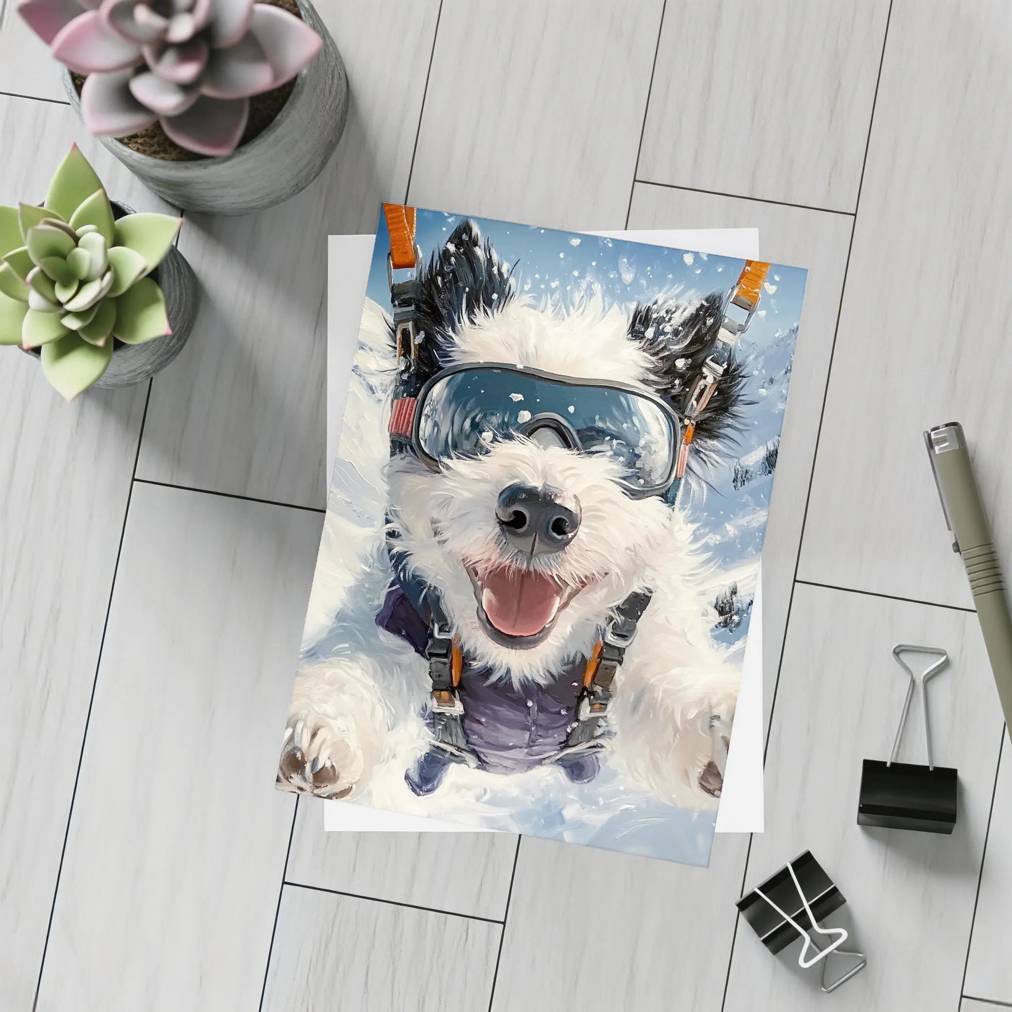 Happy Dog Skydiving Snow Mountain Adventure – Postcards