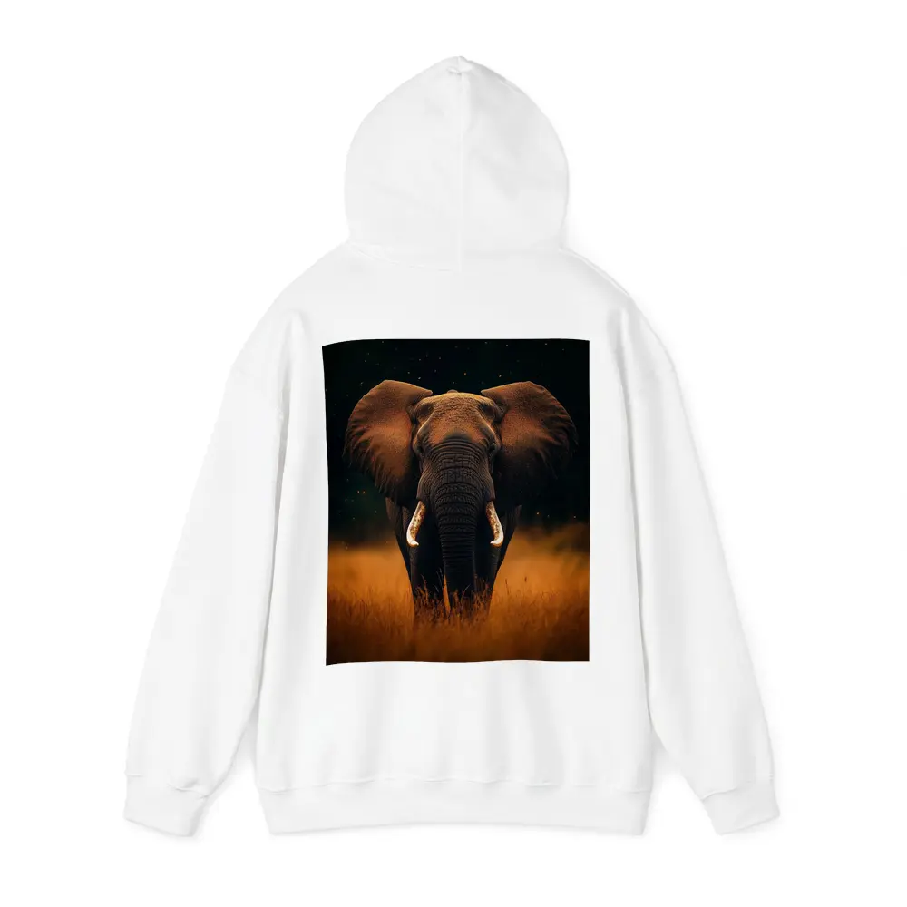African Elephant Walking Through Golden Savanna Grass – Hoodies