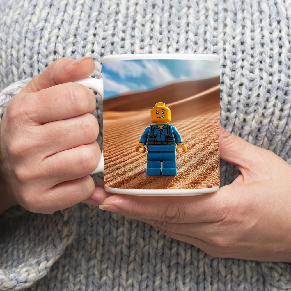 Lego Minifigure Standing On Desert Sand Dunes – Mugs