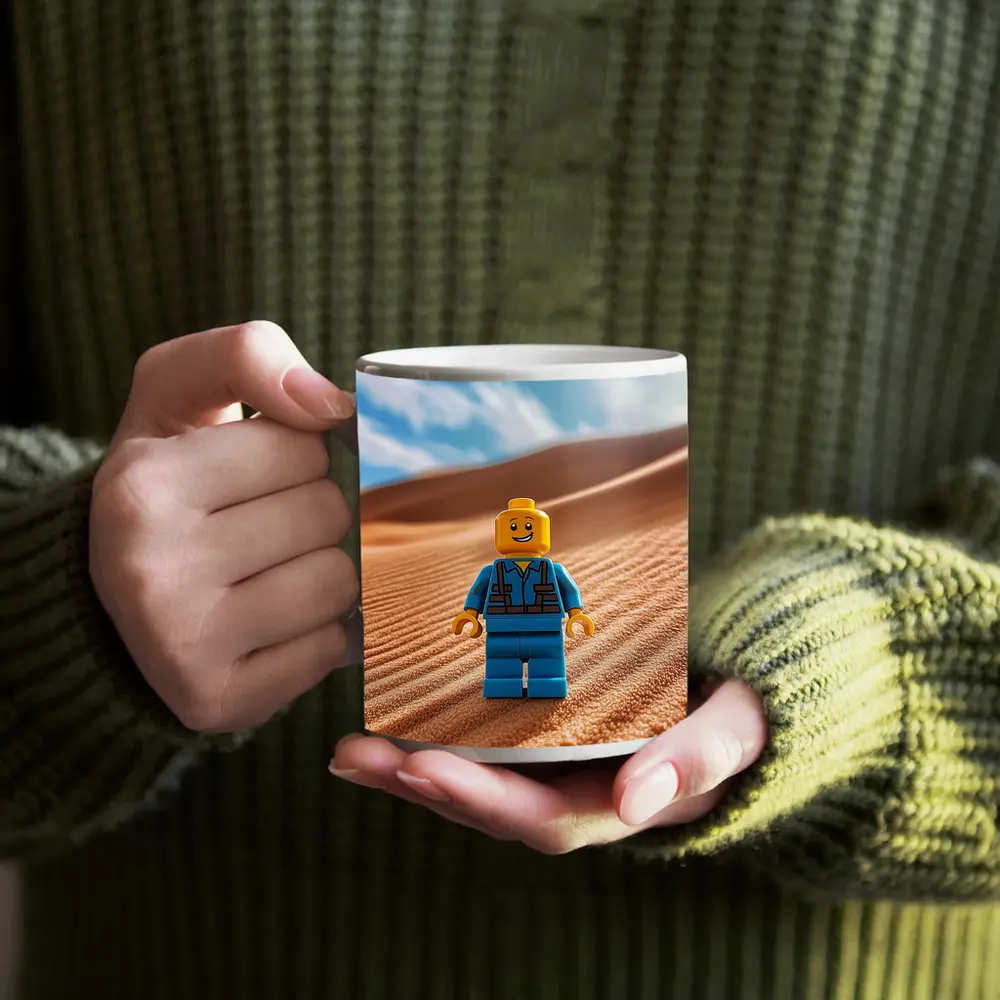 Lego Minifigure Standing On Desert Sand Dunes – Mugs