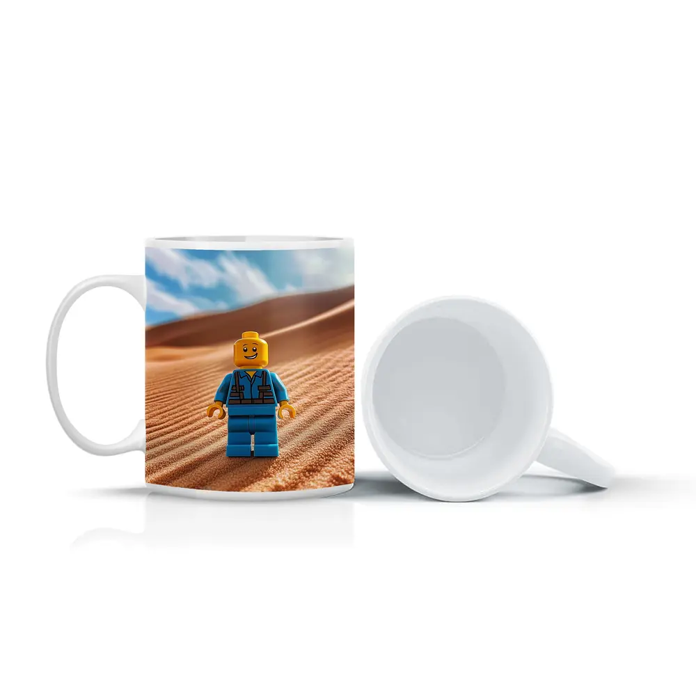 Lego Minifigure Standing On Desert Sand Dunes – Mugs