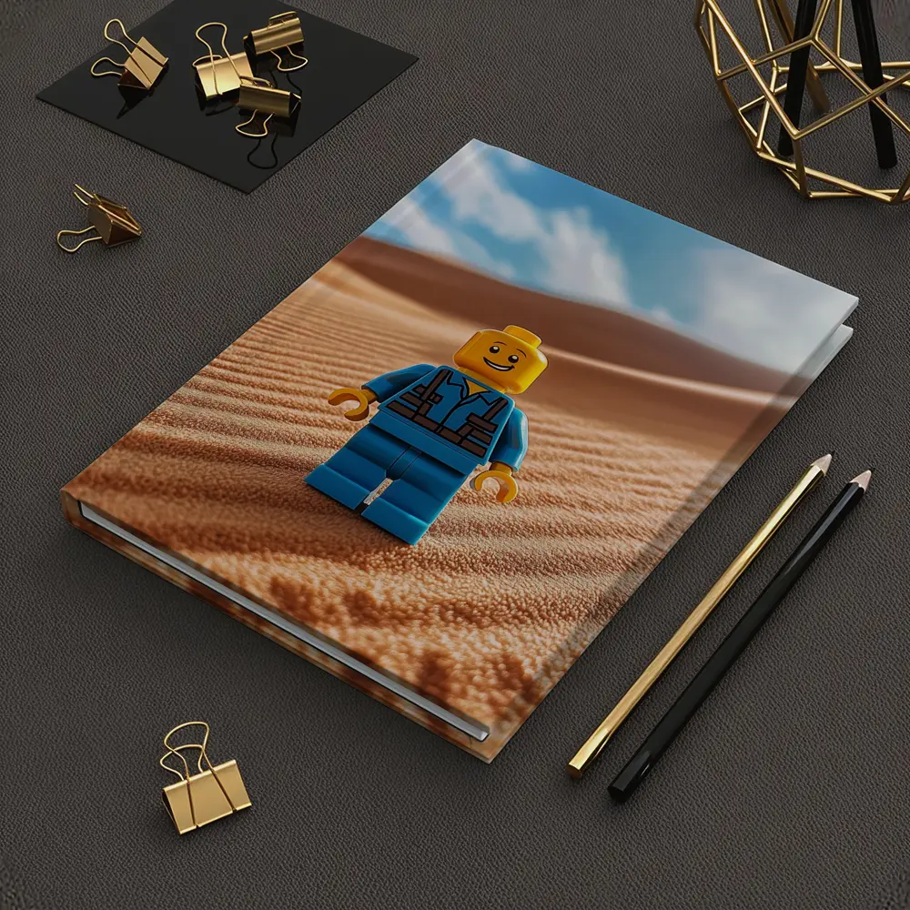Lego Minifigure Standing On Desert Sand Dunes – Notebooks