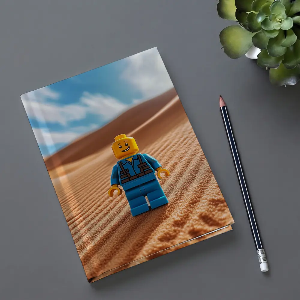 Lego Minifigure Standing On Desert Sand Dunes – Notebooks