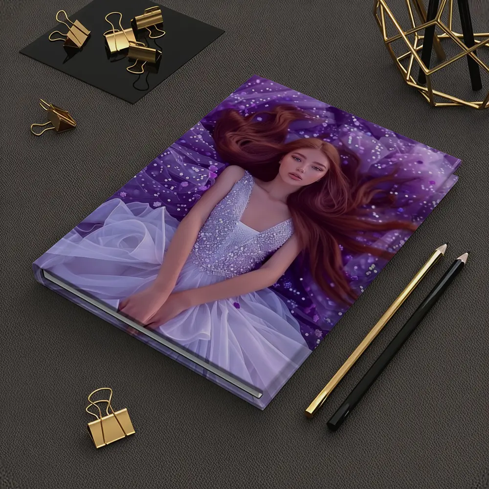 Red Hair Woman Purple Floral Fantasy Art – Notebooks