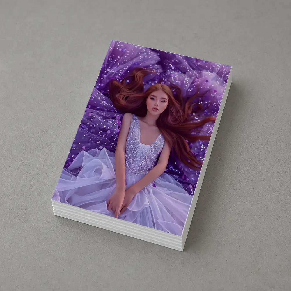 Red Hair Woman Purple Floral Fantasy Art – Postcards