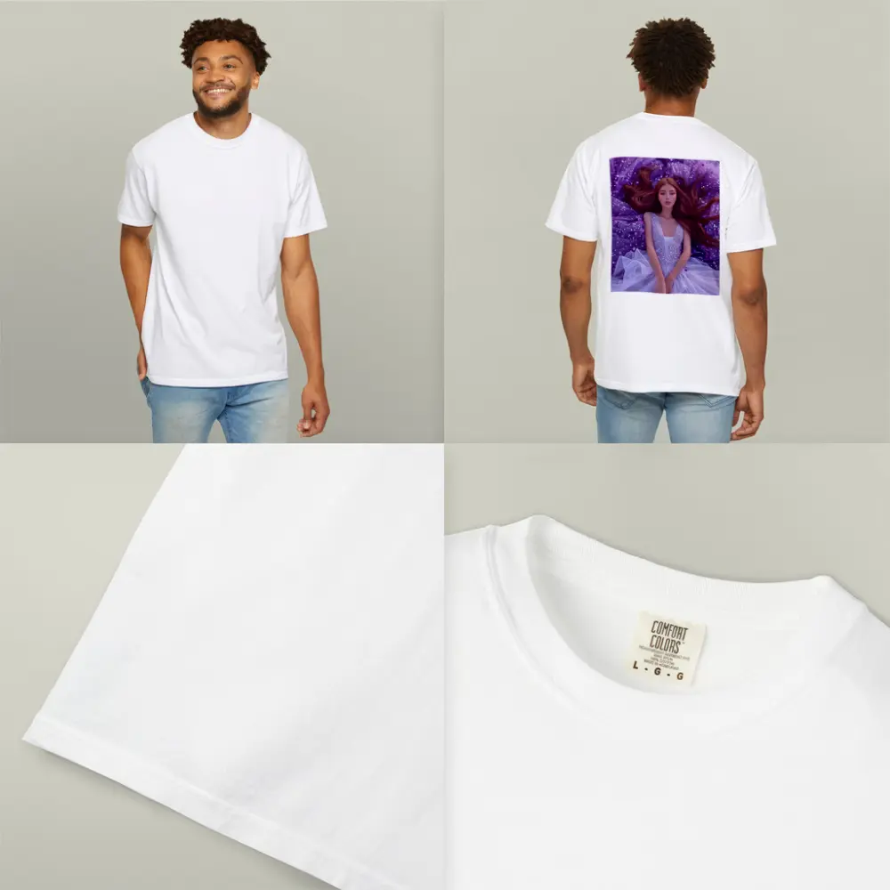 Red Hair Woman Purple Floral Fantasy Art – T-Shirts