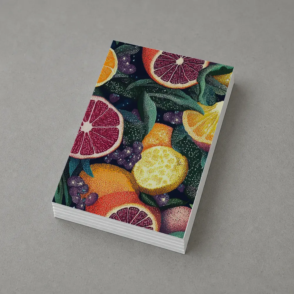 Colorful Citrus Fruits Dark Botanical Pattern – Postcards