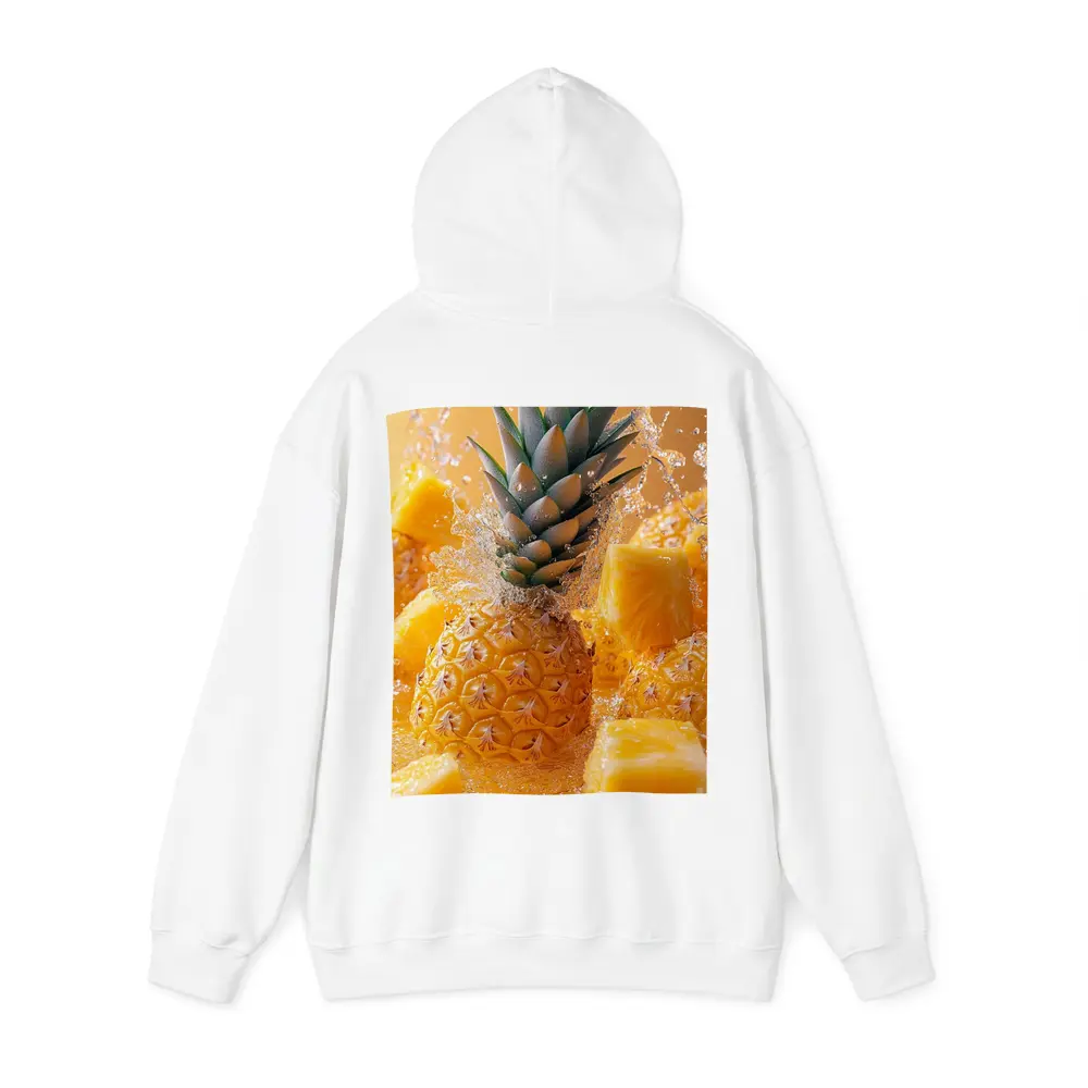 Fresh Pineapple Chunks Water Splash Yellow Background – Hoodies