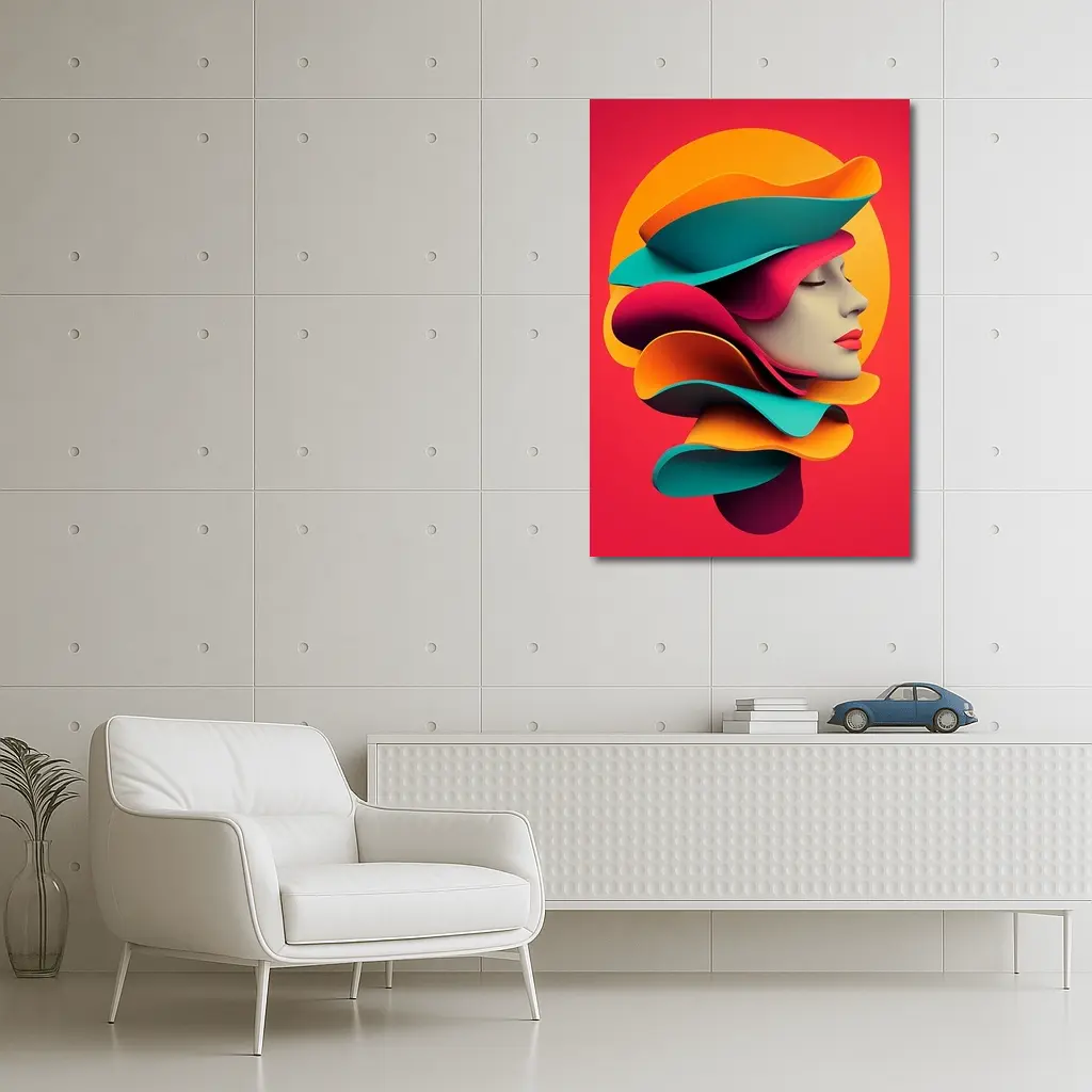 Colorful 3D Woman Face Abstract Art – Wall Art
