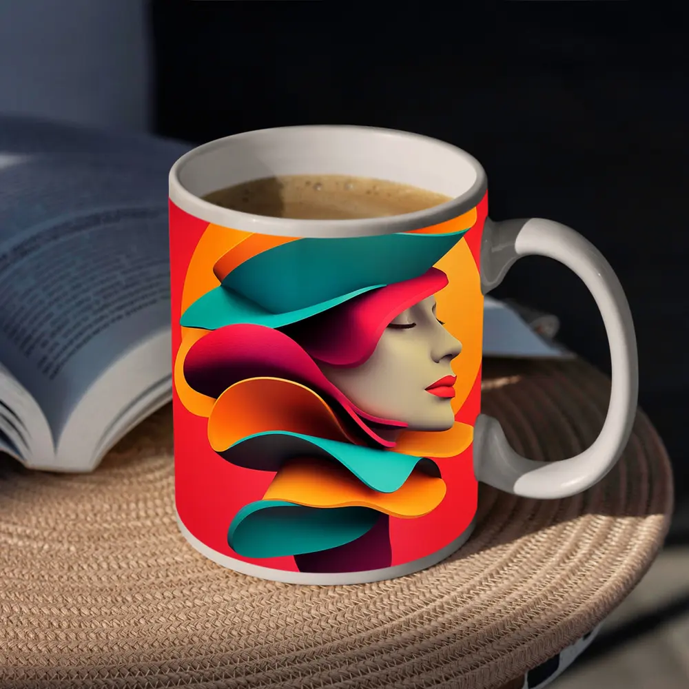 Colorful 3D Woman Face Abstract Art – Mugs