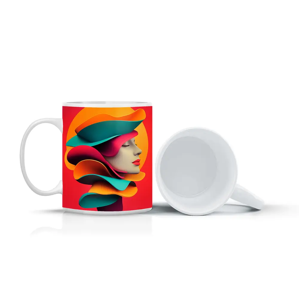 Colorful 3D Woman Face Abstract Art – Mugs