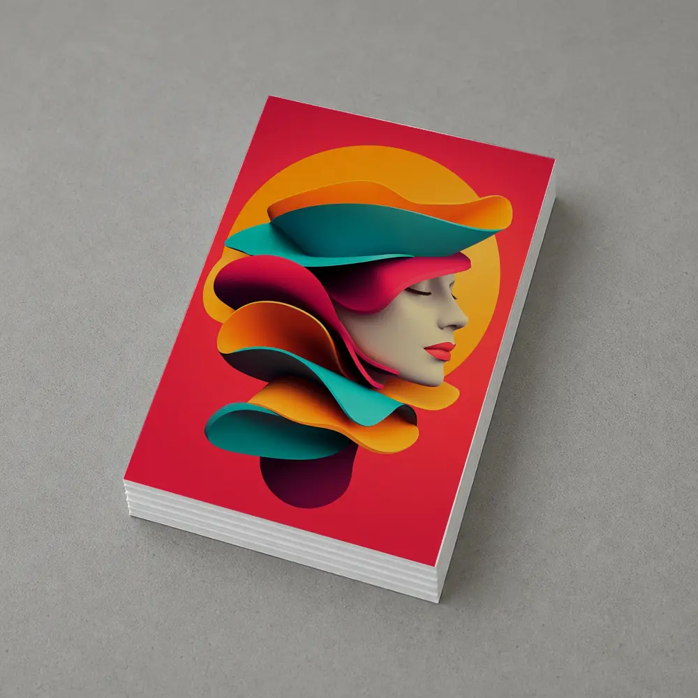 Colorful 3D Woman Face Abstract Art – Postcards