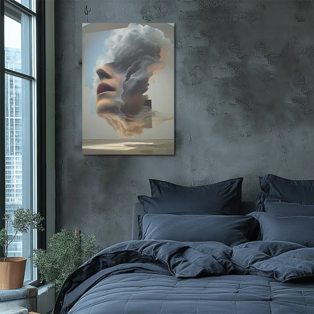 Surreal Female Face Dissolving Into Clouds – Wall Art