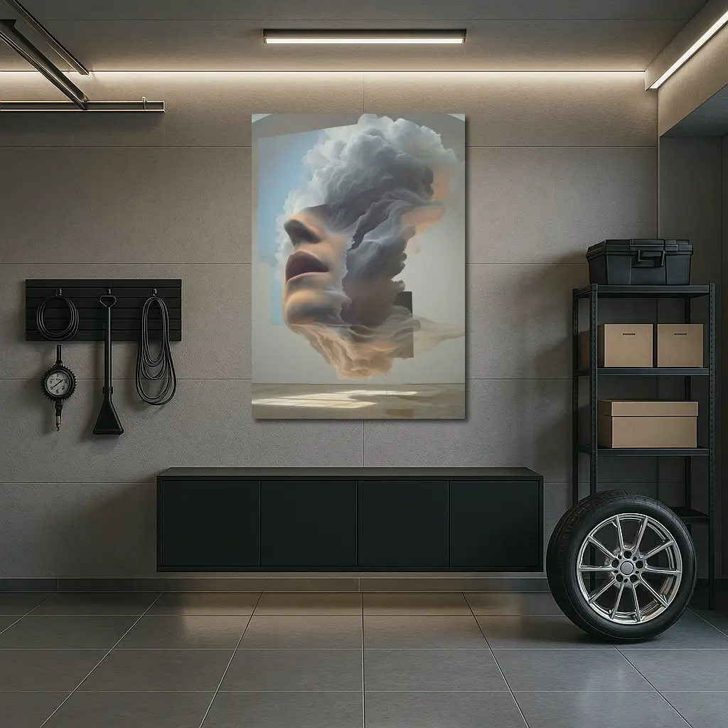 Surreal Female Face Dissolving Into Clouds – Wall Art
