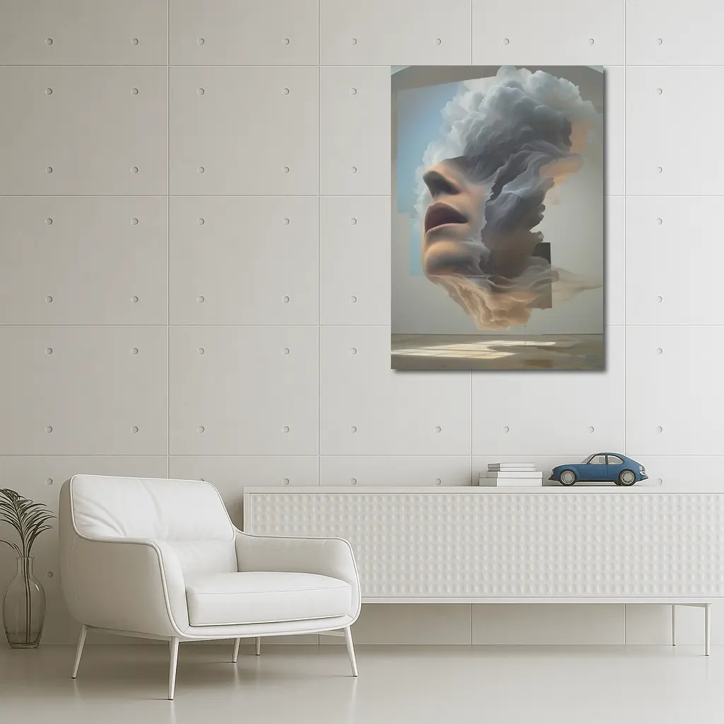Surreal Female Face Dissolving Into Clouds – Wall Art