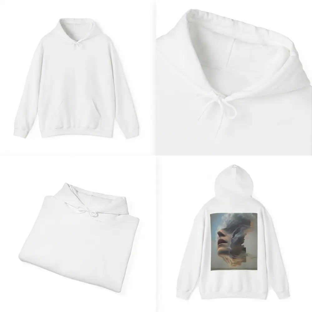 Surreal Female Face Dissolving Into Clouds – Hoodies