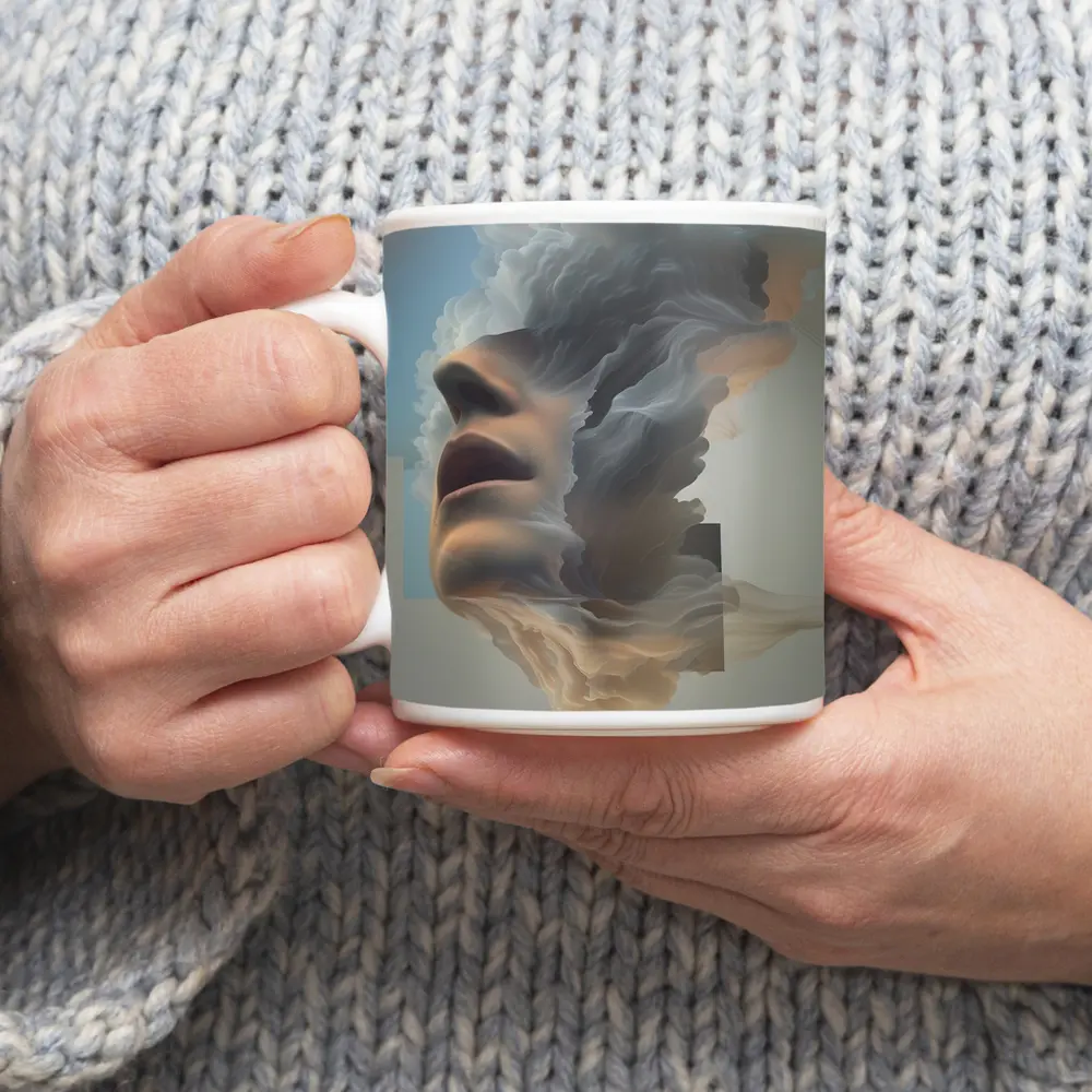 Surreal Female Face Dissolving Into Clouds – Mugs