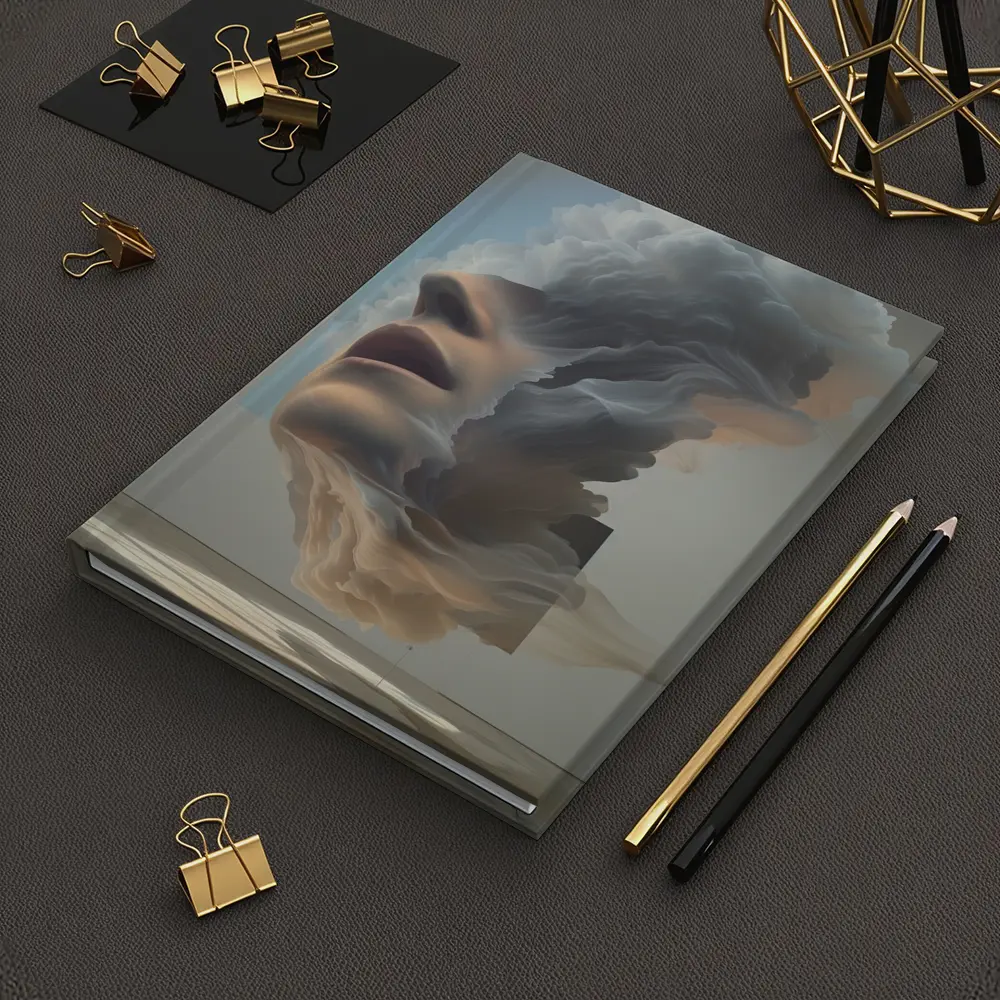 Surreal Female Face Dissolving Into Clouds – Notebooks