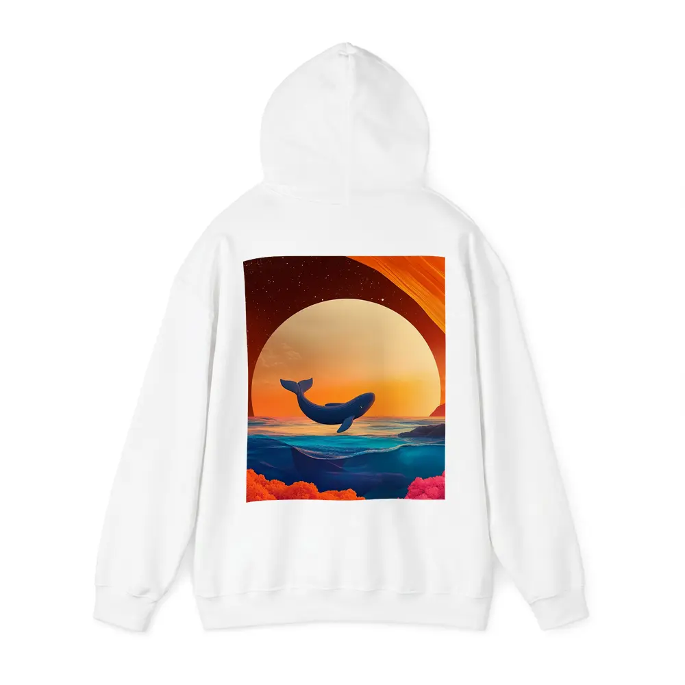 Whale Leaping Over Surreal Ocean Sunset – Hoodies