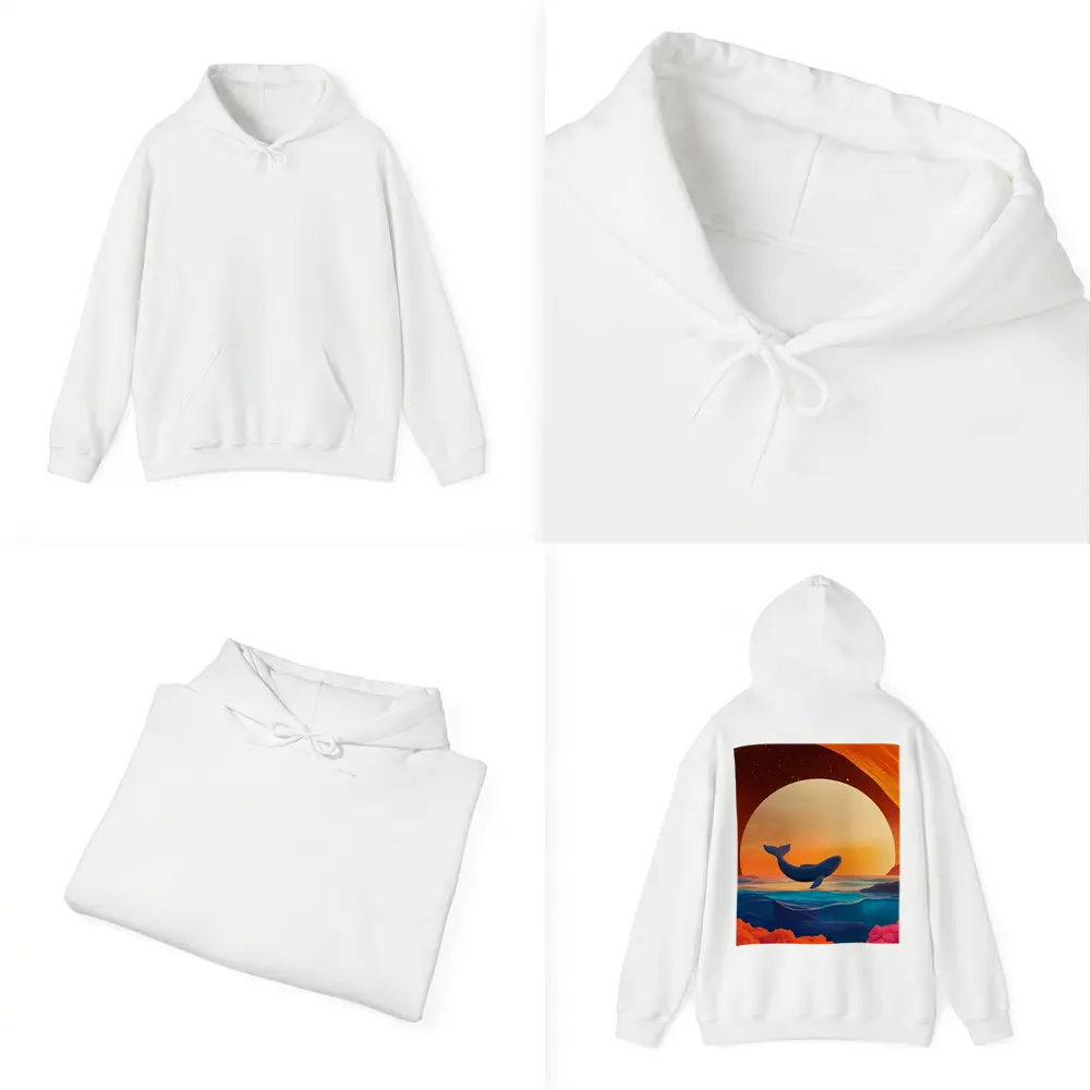 Whale Leaping Over Surreal Ocean Sunset – Hoodies