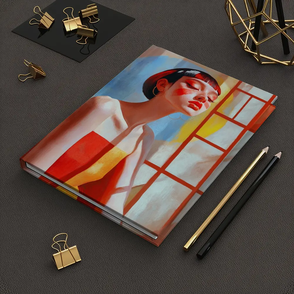 Asian Woman Portrait Red Dress Window Light – Notebooks
