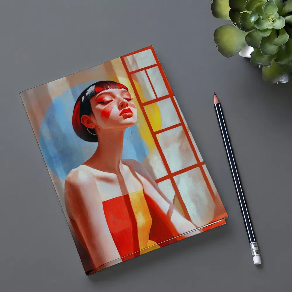 Asian Woman Portrait Red Dress Window Light – Notebooks