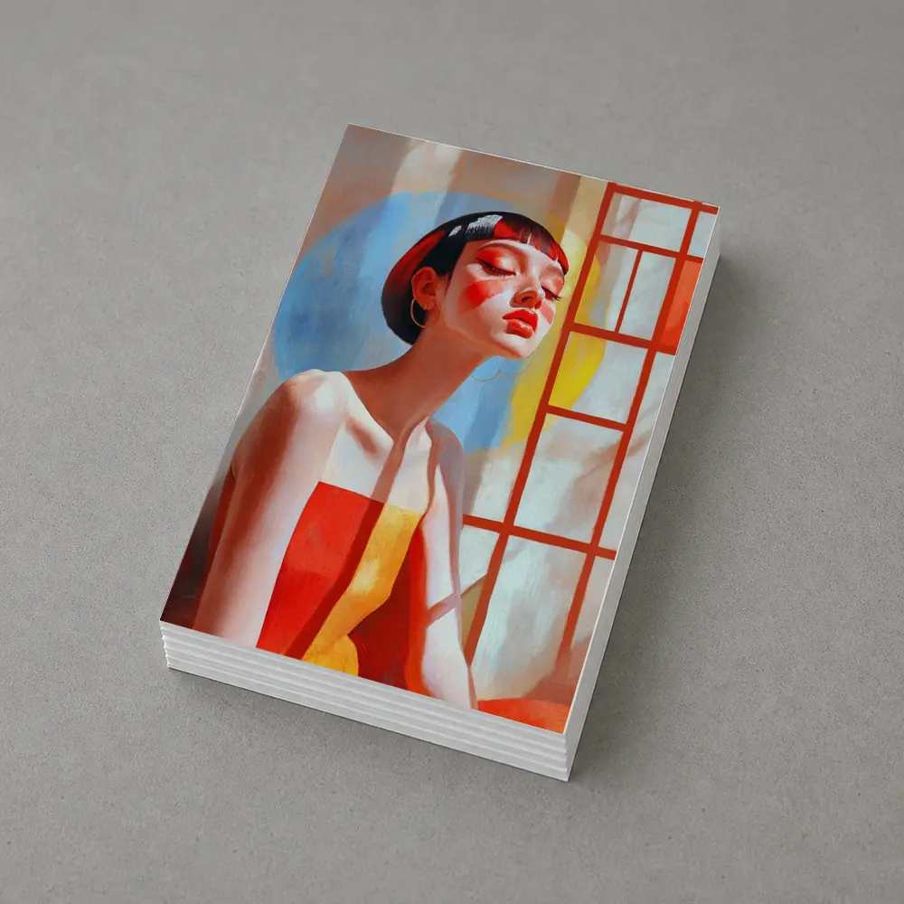 Asian Woman Portrait Red Dress Window Light – Postcards