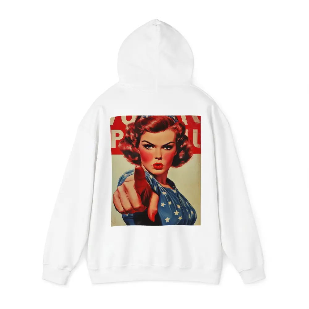 Retro American Woman Pointing Patriotic Art – Hoodies