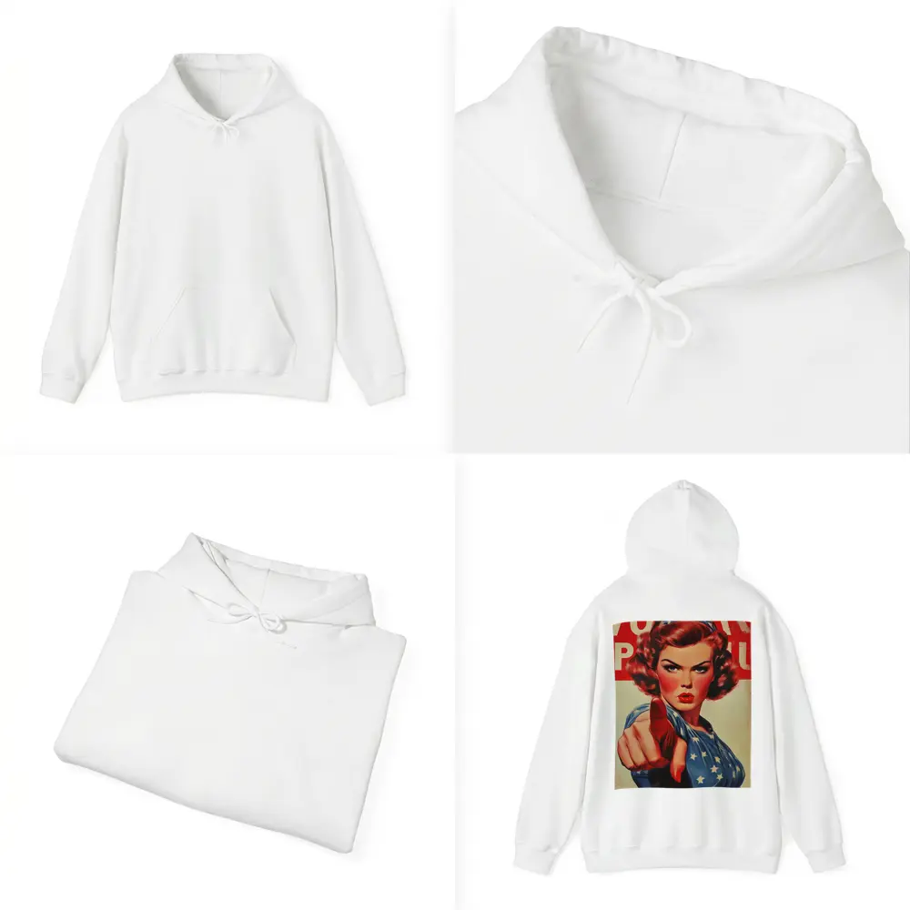 Retro American Woman Pointing Patriotic Art – Hoodies