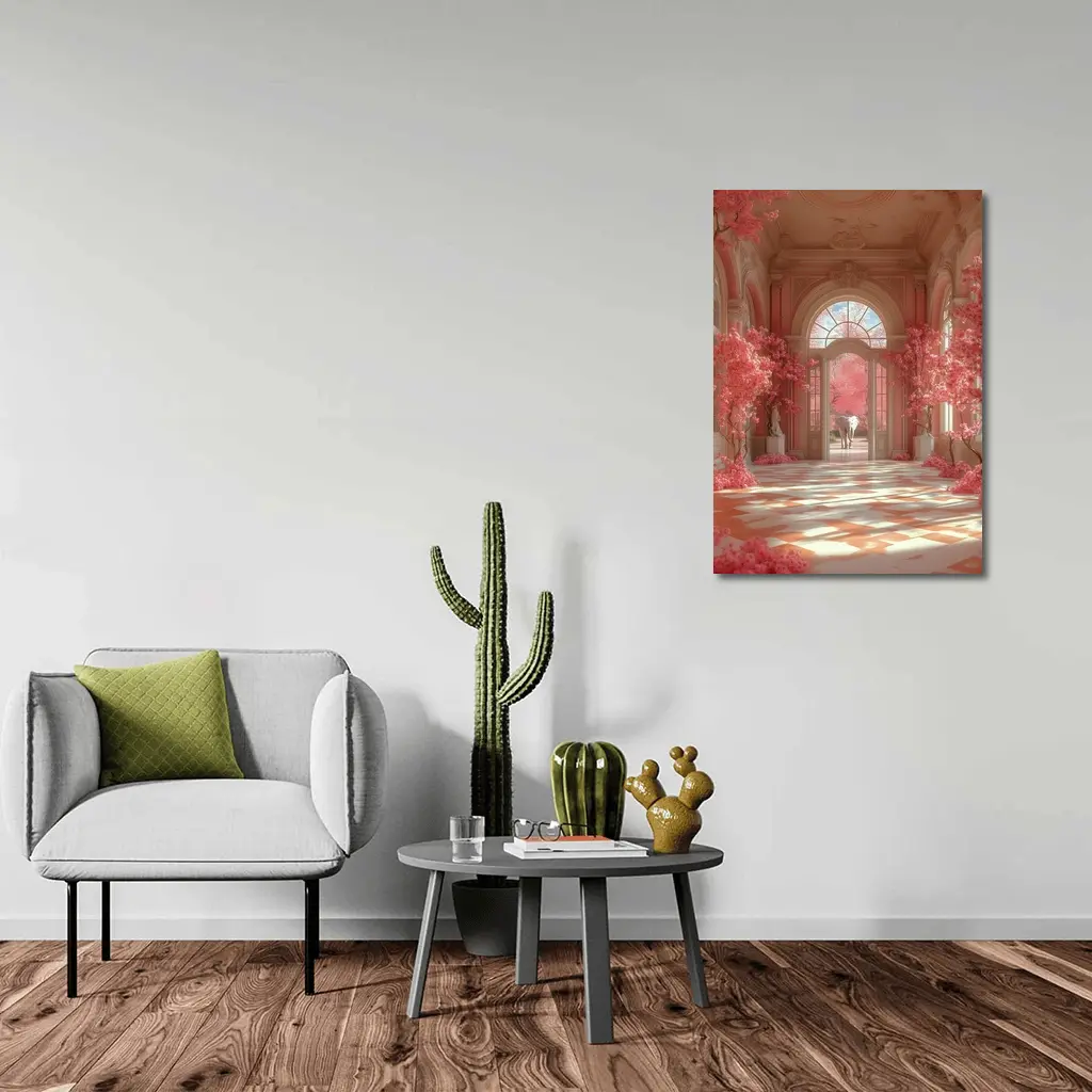 Elephant Pink Blossom Baroque Hall Art – Wall Art