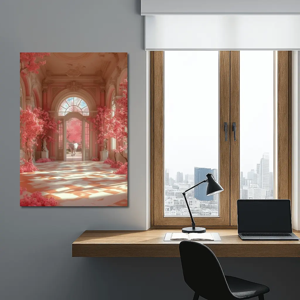 Elephant Pink Blossom Baroque Hall Art – Wall Art