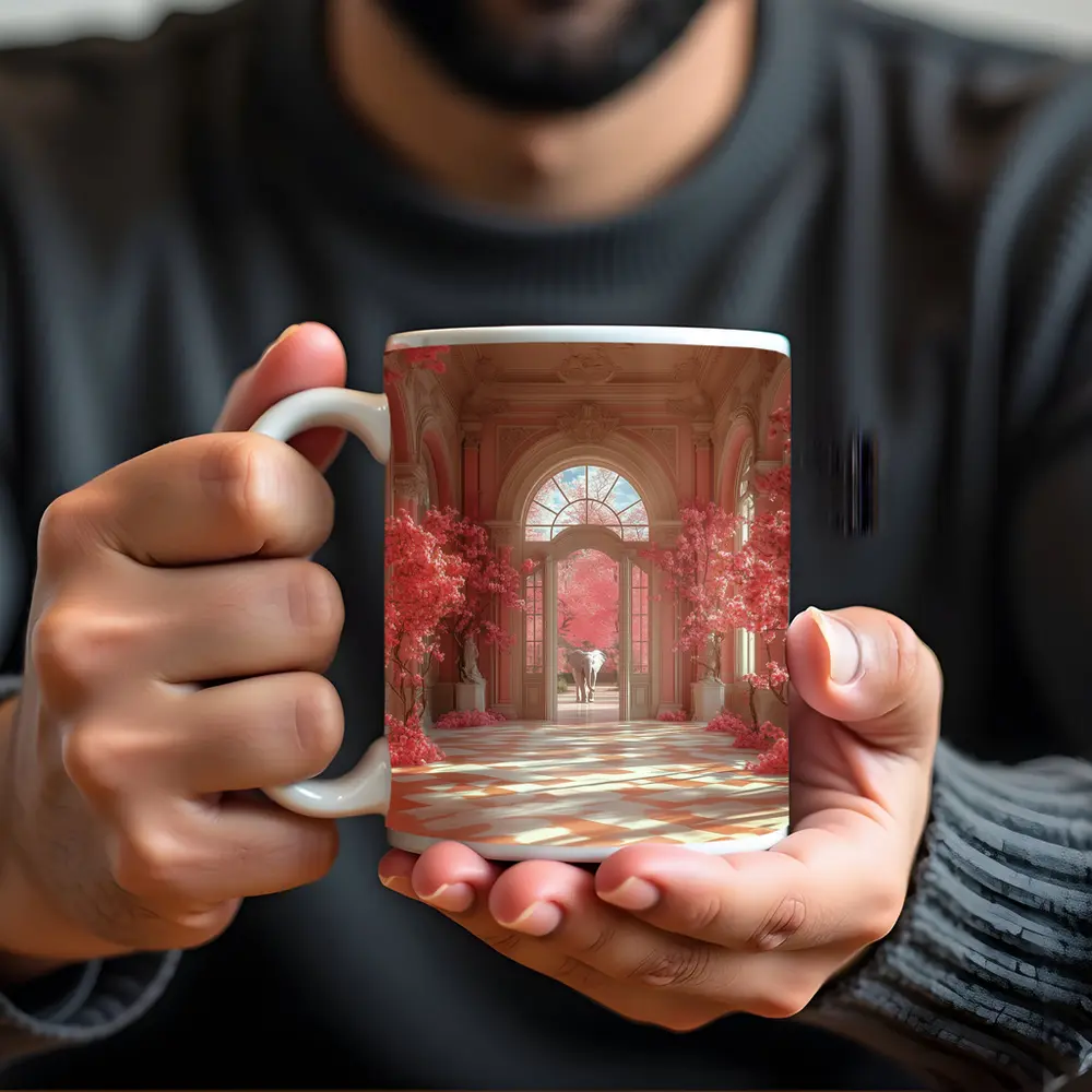 Elephant Pink Blossom Baroque Hall Art – Mugs