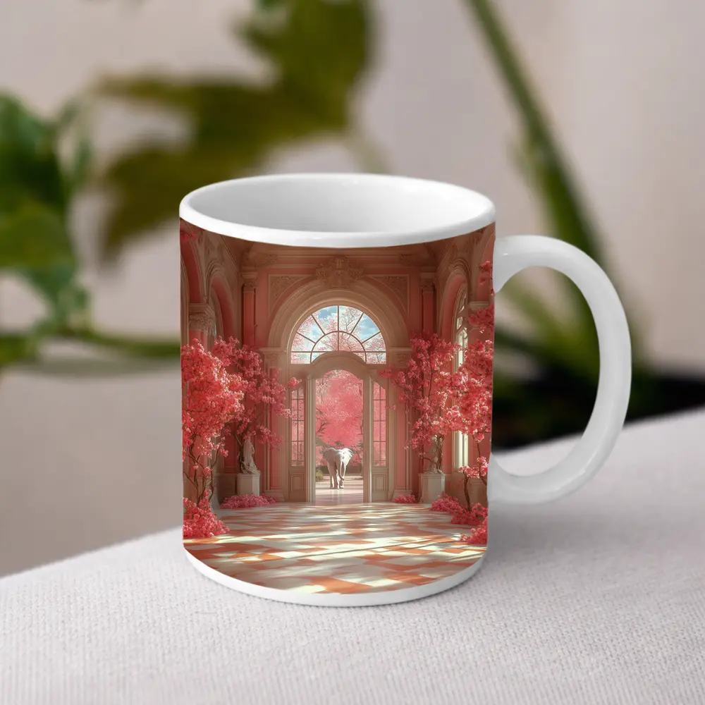 Elephant Pink Blossom Baroque Hall Art – Mugs
