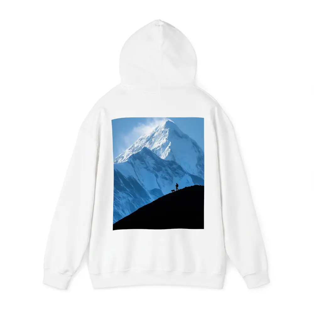 Hiker Silhouette Snow Mountain Blue Sky – Hoodies