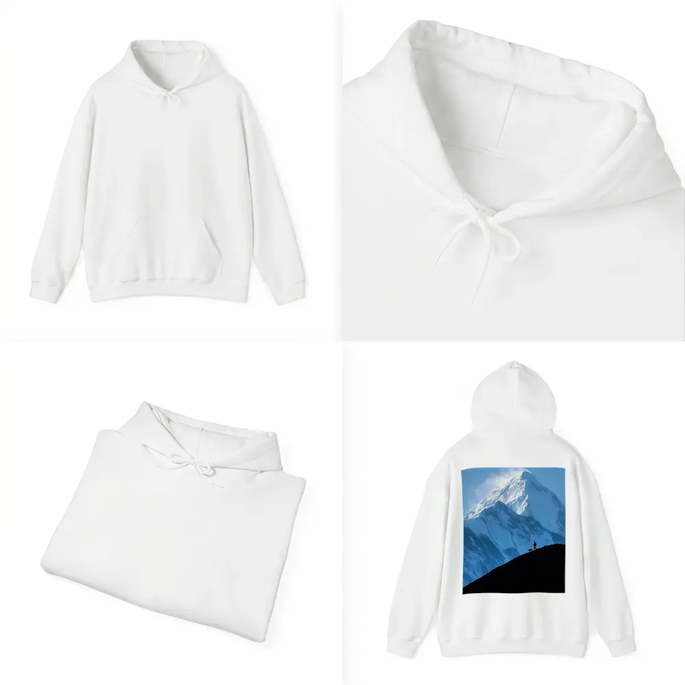 Hiker Silhouette Snow Mountain Blue Sky – Hoodies